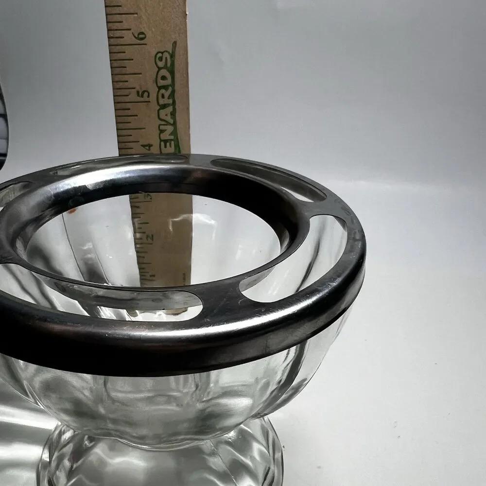 Vintage Bloomfield Stainless Steel 3766 Insert Ring & Glass Shrimp Cocktail Bowl